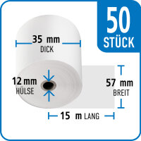 Thermorolle 57 mm x 35 mm x 12 mm x 15 m | VPE 50 Rollen