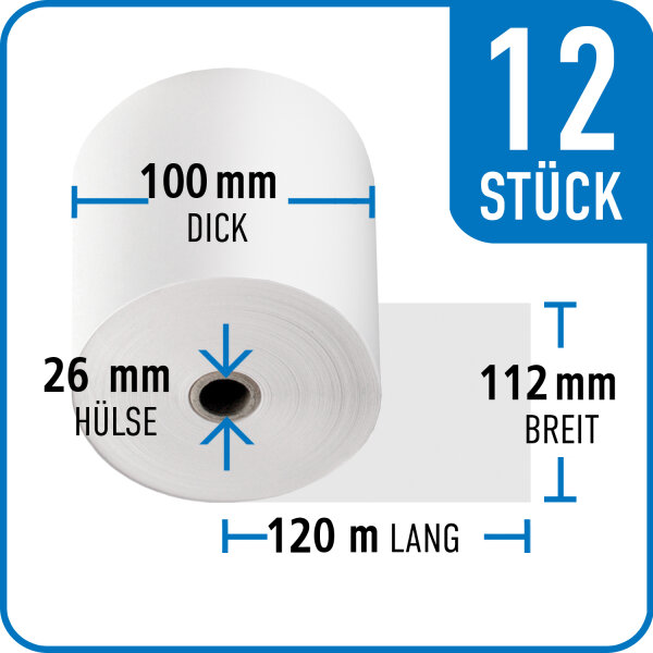 Thermorolle 112 mm x 100 mm x 26 mm x 120 m | VPE 12 Rollen