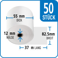 Thermorolle 82,5 mm x 55 mm x 12 mm x 37 m | VPE 50 Rollen