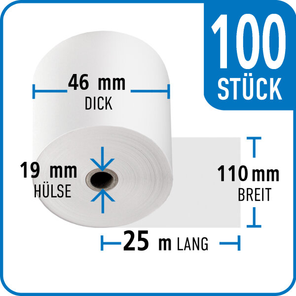 Thermorolle 110 mm x 46 mm x 19 mm x 25 m | VPE 100 Rollen