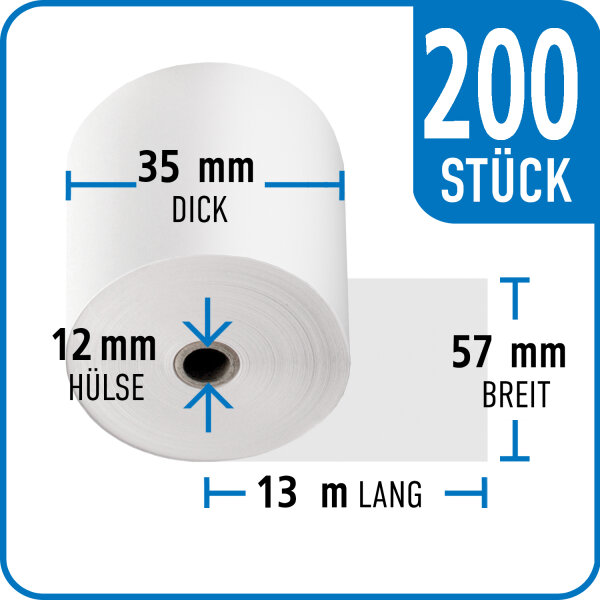 Thermorolle 57 mm x 35 mm x 12 mm x 13 m | VPE 200 Rollen