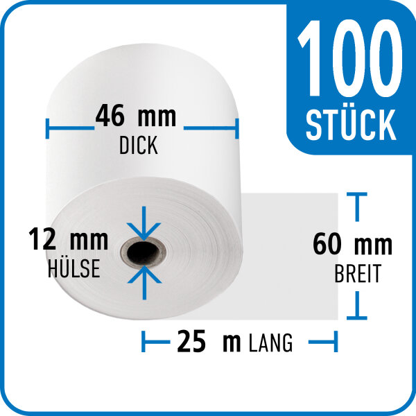 Thermorolle 60 mm x 46 mm x 12 mm x 25 m | VPE 100 Rollen